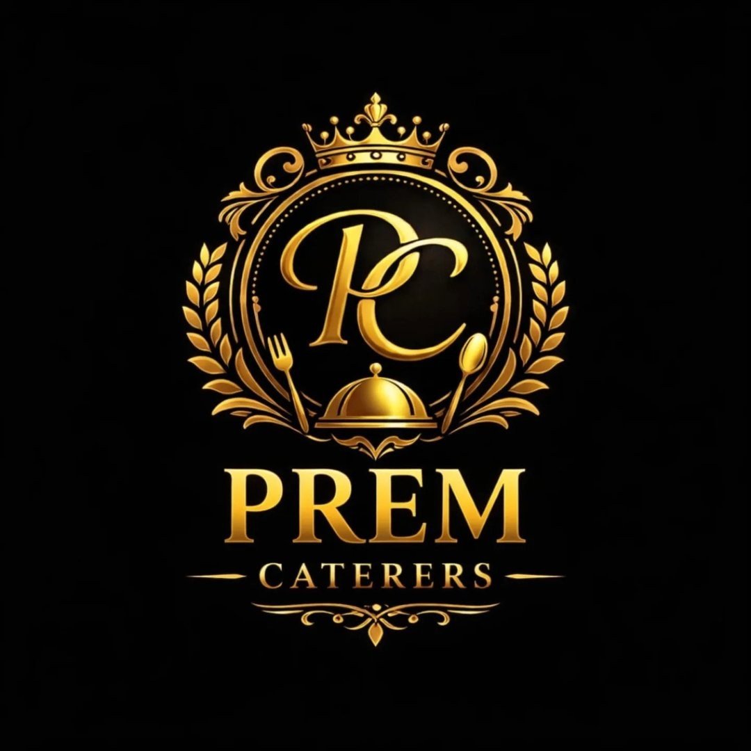 Prem Caterers gold emblem and lettering